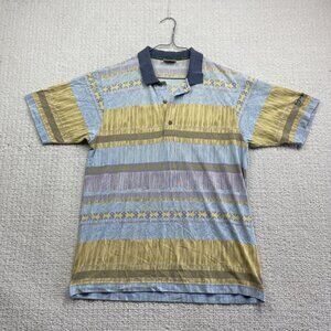 VTG 90s Sergio Tacchini Polo Shirt Aztec Southwest Pattern AOP Sz L Italy Made
